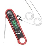 【Función de alarma】Presione el botón "CAL/DOWN" en el termometro de horno para encender la función de alarma, luego presione prolongadamente el botón "HOLD/SET" hasta que llegue a la interfaz de configuración de temperatura, luego presione prolongadamente "°C°F /UP" o "CAL/DOWN" para aumentar o disminuir rápidamente el valor de la temperatura, y finalmente presione el botón "HOLD/SET" para determinar la temperatura objetivo.