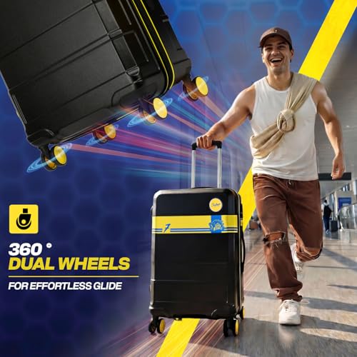 Image of Skybags Whistle Podu Check-in Trolley Bag 68cm | Medium | Hard Luggage | Official CSK Edition 8-Wheel Suitcase | TSA Lock with Anti-Theft Zipper | Polycarbonate | 3 Years Warranty - Unisex (Jet Black)