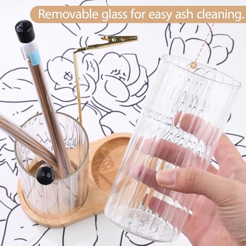 Glass Incense Holder,2 in1 Incense Sticks Burner Holder with Storage,Hang Upside Down Incense Holder for Sticks with Glass Ash Catcher and Incense Sticks Organizer for Yoga Spa Meditation Home Decor — view 6