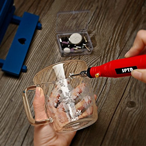Electric Rotary Tool Kit, SPTA Mini Electric Grinder Set/Nail Drill Mini Handle Electric Drill Grinding Engraving Pen Milling Trimming Polishing Drilling Cutting Engraving Tool 33Pcs Kit