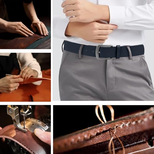 Men's Faux Leather Dress Belt，Classic & Fashion Jeans Belts with Single Prong Buckle for Work Business and Casual4