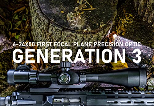 Image of Monstrum G3 6-24x50 First Focal Plane FFP Rifle Scope with Illuminated MOA Reticle and Adjustable Objective