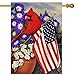 Covido Patriotic American House Flag, USA Memorial Day Garden Yard Red Bird Dogwood America Outside Decoration, Double Sided 28x40