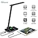 Produktbild ELINKUME Qi Wireless Charging LED Schreibtischlampe, Multifunktional Augenschutz Lesetischlampe mit 4-Farben einstellbar, 5-Level Touch Dimmer, Timer Abschaltung, USB Ladeanschluss - Schwarz