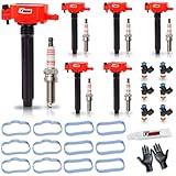 GBTAD Ignition Coil Pack & Spark Plug & Fuel Injector Fits for Chrysler Town Country 300 Dodge Grand Caravan Durango Journey Jeep Cherokee Wrangler JK 2011-2017 3.6 V6