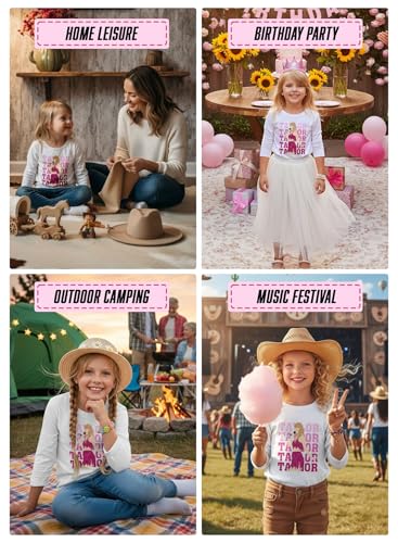 Image of Girl Country Music T-Shirt - Kids Singer Letters Graphic Birthday Shirts Gifts Fan Song Tour Concert Outfit Top