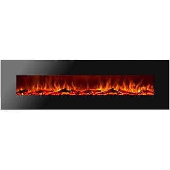 GLOW FIRE Chimenea eléctrica con calefacción, chimenea de pared con LED