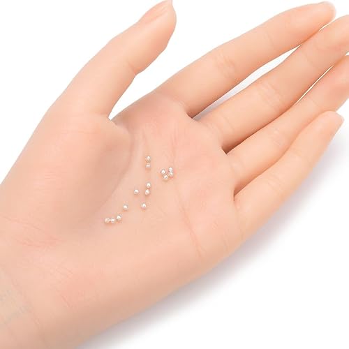 Miniatura 2 de Adabele - 200 cuentas sueltas de plata de ley 925 auténtica, sin costuras, lisas, de 0.079 in (0.08 pulgadas), pequeñas cuentas sueltas para