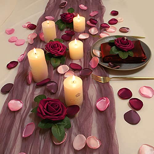 Macting Rose Petals, 200Pcs Girl Scatter Silk Petals With Wooden Box Fake Roses Petals For Valentines Day Romantic Night Decoration, Wedding Aisle, Mixed Red #TOP6