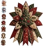 Festive Quilted Christmas Door Hanging DIY Sewing Kit, Christmas Quilted Bow DIY Kit with Fabric, Batting, Thread, Templates & Instructions, Patchwork Hanging Decor Kit for Door Wall Display (A-1)