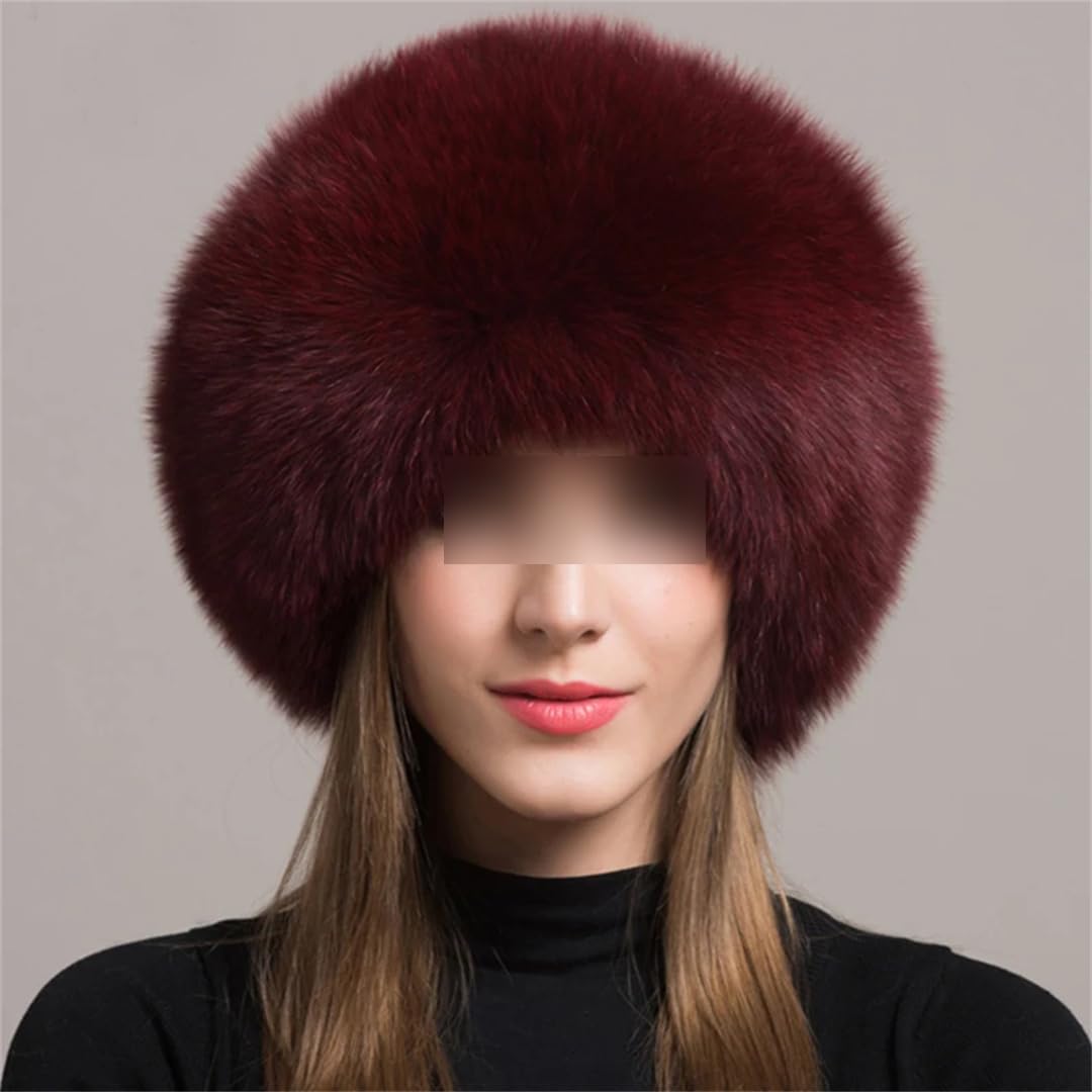 Cappello da donna spesso in finta pelliccia, caldo, alla moda, tinta unita, con paraorecchie