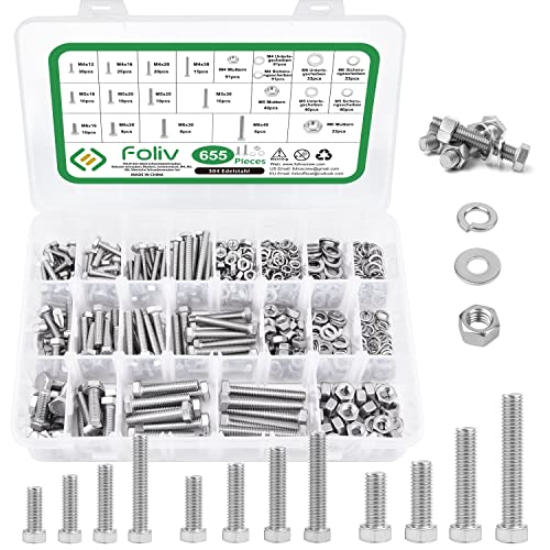 640-teilig Schrauben Set M4 M5 M6 - Edelstahl Sechskantschrauben Mit Muttern & Scheiben