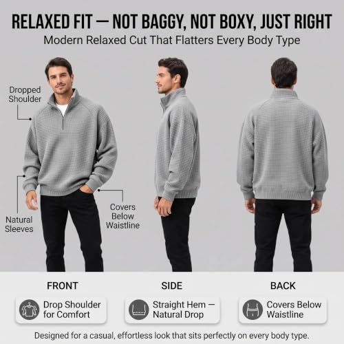 Mens Henley Long Sleeve Quarter Zip Sweatshirt Pullover Fall Winter 2026 - image 2