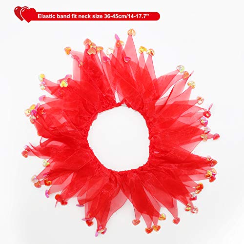 Bwogue Valentine's Day Dog Costume Red Love Hearts Dog Headband With Collar Holiday Birthday Party Headwear Costume Gift For Small Medium Dogs #TOP2