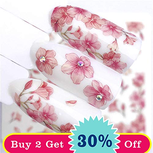 Nagelsticker 1 Blatt Rosa Blume Wasser Transfer Slider Für Maniküre Nagel Kunst Dekoration Nagel Aufkleber-Yzw-3098 – Bild 5