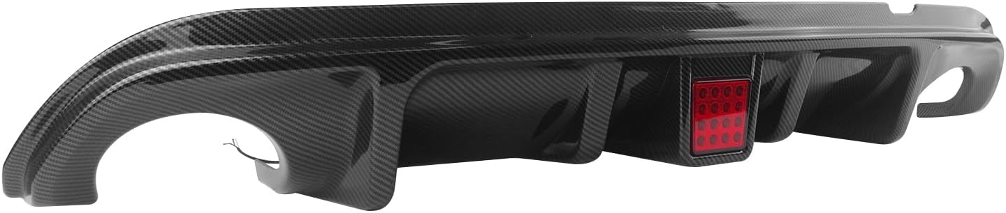 Rear Q50 Diffuser W/LED Brake Light Compatible with Infiniti Q50 2014 2015 2016 2017,Rear Bumper Lower Lip Splitter Exterior Accessories (Carbon Fiber Style