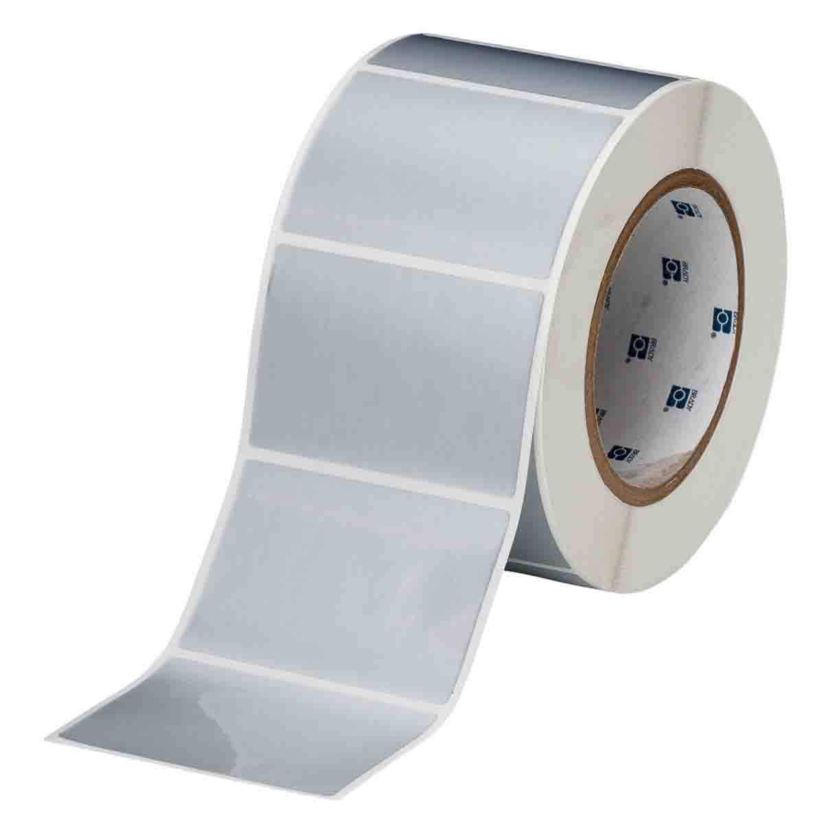 Brady Defender Series Metallized Vinyl Labels, Write-on Labels, 2" H x 3" W, Roll of 1000 Labels, Silver