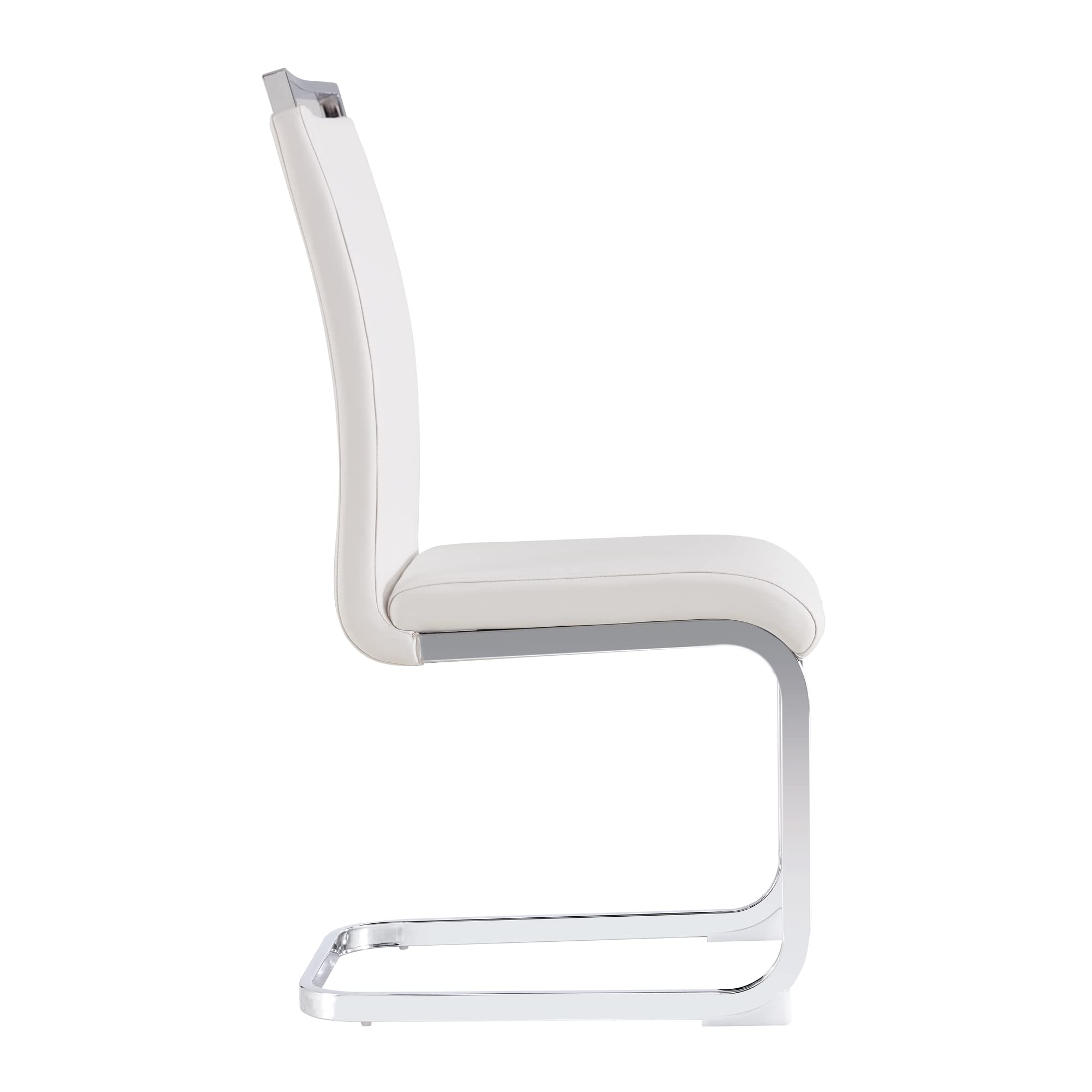 Merax Juego de 4 sillas de Comedor con Piel sintética de Poliuretano y Respaldo Alto, Estructura de Metal Cromado, Silla de Cocina Moderna, Silla tapizada para salón, Sala de conferencias, Color