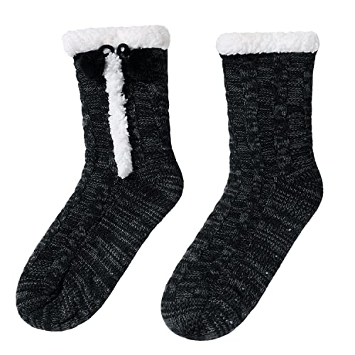 Image of Chassic Sherpa Lined Slipper Socks for Women, Non-Slip Cozy Winter House Socks, Soft Fuzzy Socks, Gifts for Women & Ladies Stocking Stuffers