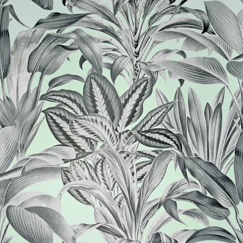 Arthouse Greenhouse Plants Mint - Foliage and Leaf Design Wallpaper - for Living Spaces & Feature Walls - Kitchen Bedroom Hallway Dining Room Office Study Downstair Toilet 10.05m x 0.53m Roll 909500