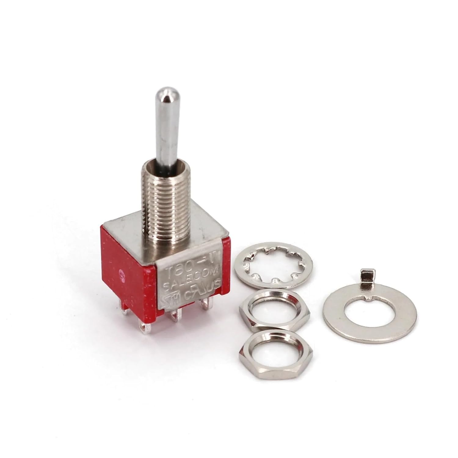 5Pcs SH T8012A Standard Lever 6Pin Momentary Self-Return MOM-Off-MOM DPDT Toggle Switch
