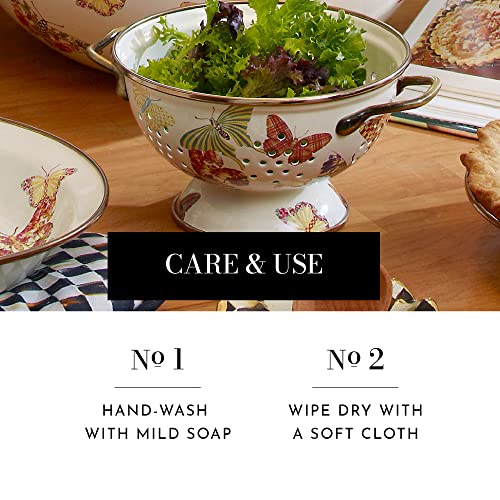 Mackenzie-Childs Butterfly Garden Enamel Colander, Kitchen Sink Strainer, Small #TOP4