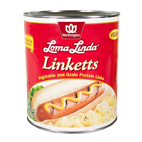 Vegan Plant-Based Hot Dogs Bulk - Loma Linda Linketts Meatless Sausages, High Protein Meat Alternative, Vegetarian Frankfurters, Non-GMO, Ready to Eat, Large 96 oz Can