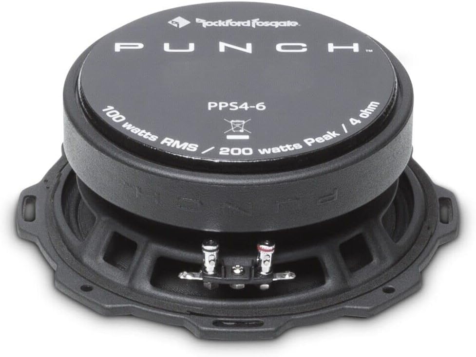 Rockford Fosgate RF-PPS4-6 6.5" 4-Ohm Wired Midrange Loudspeaker - Black - Pair