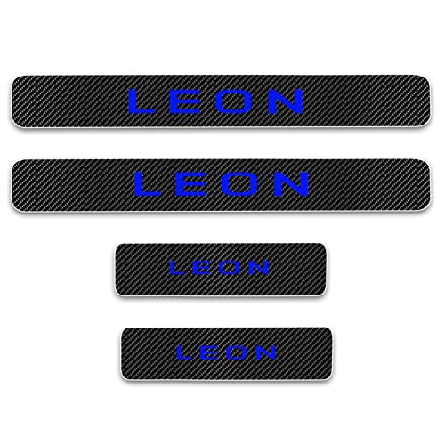 KLCRlGOM 4pcs Pegatinas de Placa de Alféizar de Fibra de Carbono para Puerta para SE-AT ​Leon 2010-2015, Accesorios Decorativos para el Peinado del Cuerpo,Blue Cover