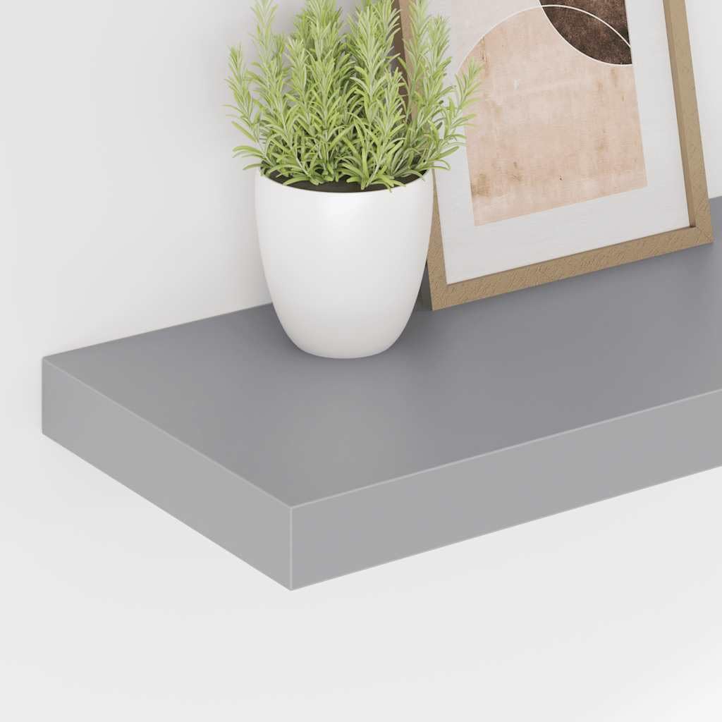 Półki wiszące, 4 szt., szare, 60 x 23,5 x 3,8 cm, MDF, zestaw półek ściennych do sypialni, wytrzymałe półki wiszące na książki i dekoracje, łatwy montaż