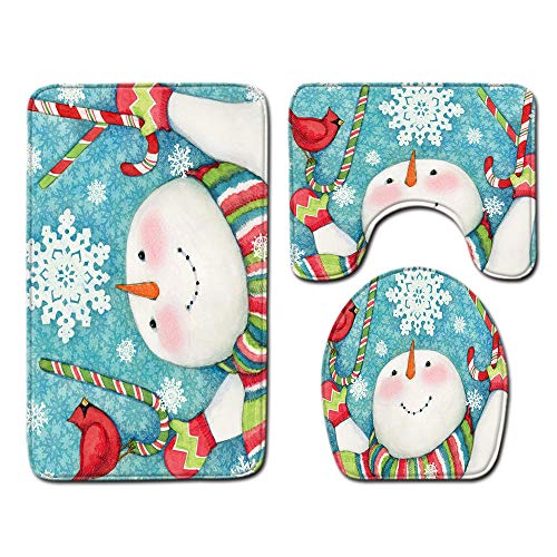 Toilettendeckelbezug Home Decor Badematte Set 3-Teiliges Badezimmer Frohe Chirstmas Teppich Für 45 * 75Cm Fußmatten Umweltfreundliche Teppiche-Nr. 5_45X75Cm 3St