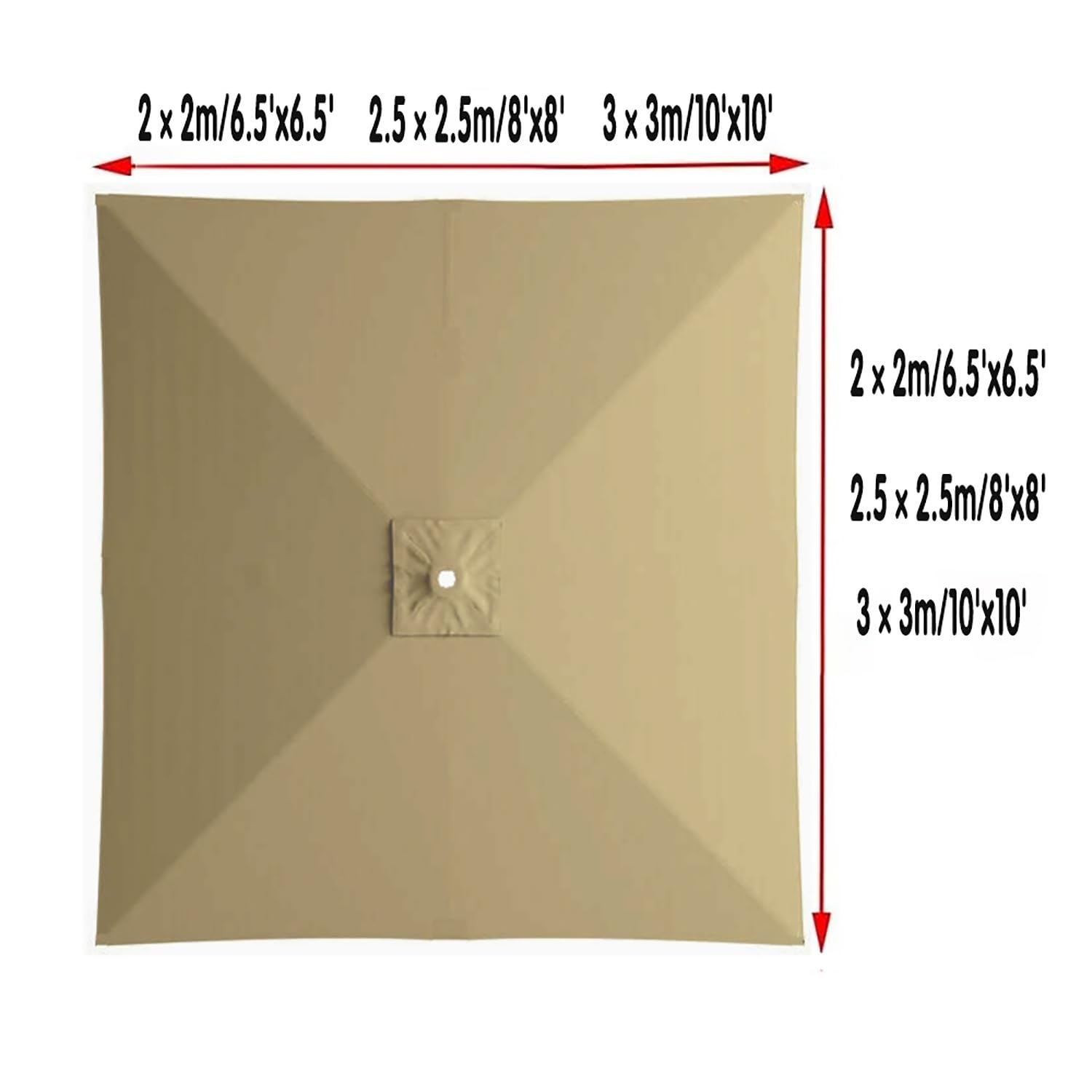 Rechange Telo per Ombrellone, 2x2m 3x3m Grandes Telo Ricambio Ombrelloni, Baldacchino Di Ricambio Ombrellone Spiaggia Piscina(Dark green,3x3m/10x10ft)