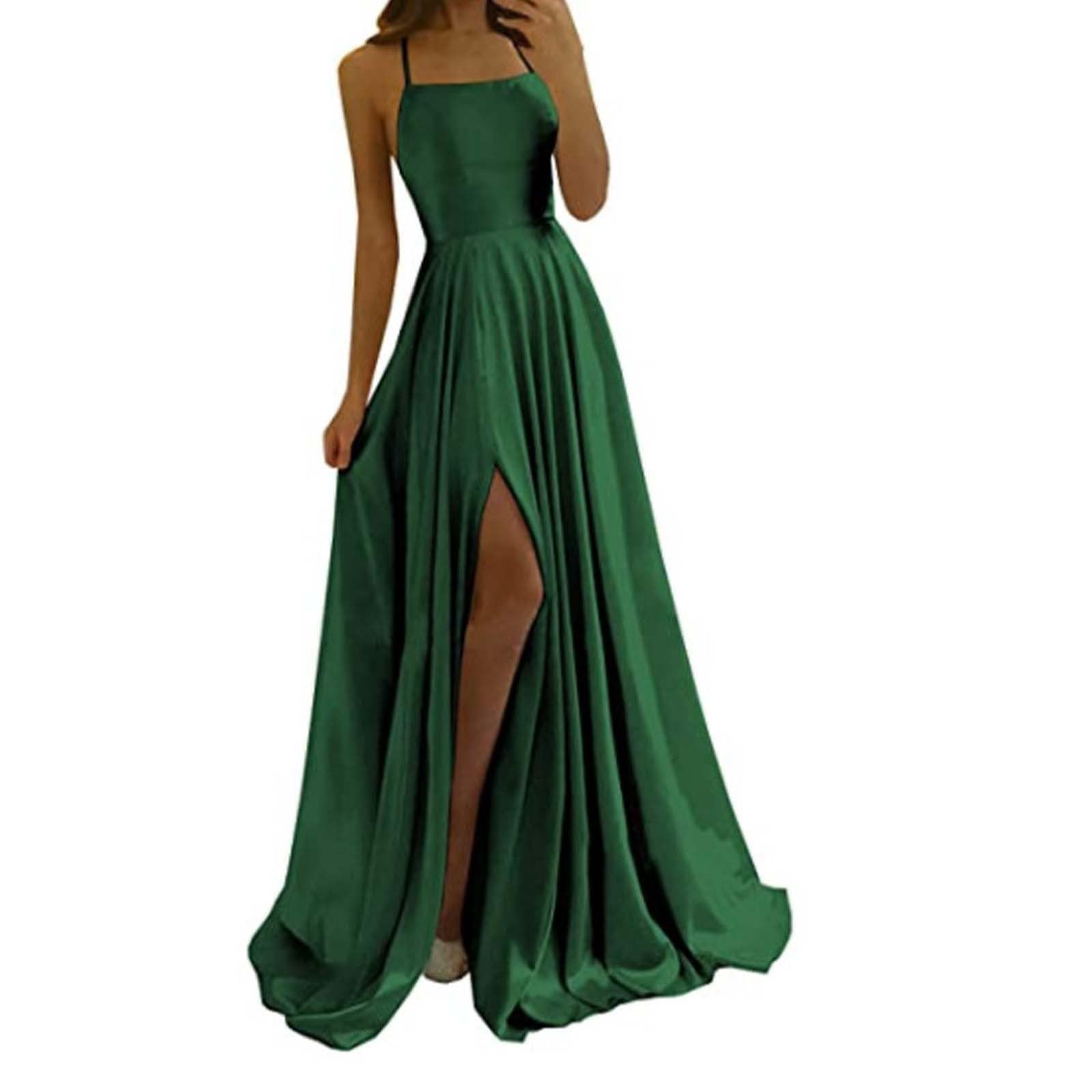 Abendkleid Damen Elegant Chiffon Brautjungfernkleider Ärmellos Neckholder Partykleid Ballkleider Spaghettiträgern Mit Schlitz Abschlusskleid Jugendweihe Prinzessin Rückenfreies