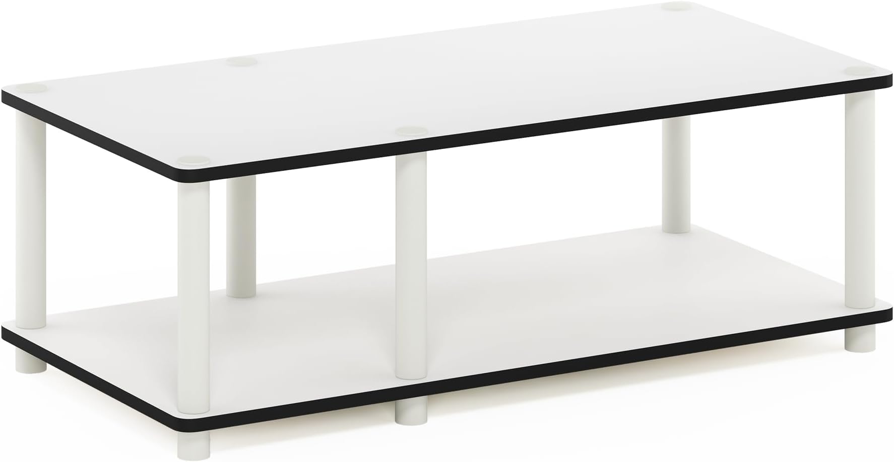 Furinno JUST TV Stand, No Tools Mid Entertainment Center, TV Console for TV up to 46 Inch with Tubes, for Living Room, Bedroom, White