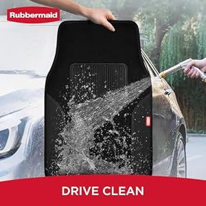 Rubbermaid Car Mats, Carpeted Floor Car Mat with Faux Leather & Built-in Heel Pad, Two-Tone Car Rug Floor Mats, Stylish Carpeted Floor Mats for Cars, Trucks & SUVs Black Color — photo 5 of 6