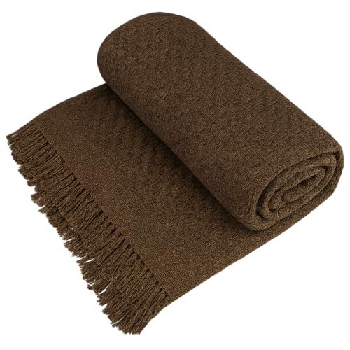 Decolab Manta Sofá Básica Algodão Decorativa | Cobertor de Malha Super Macio Decoração Sala e Cama |