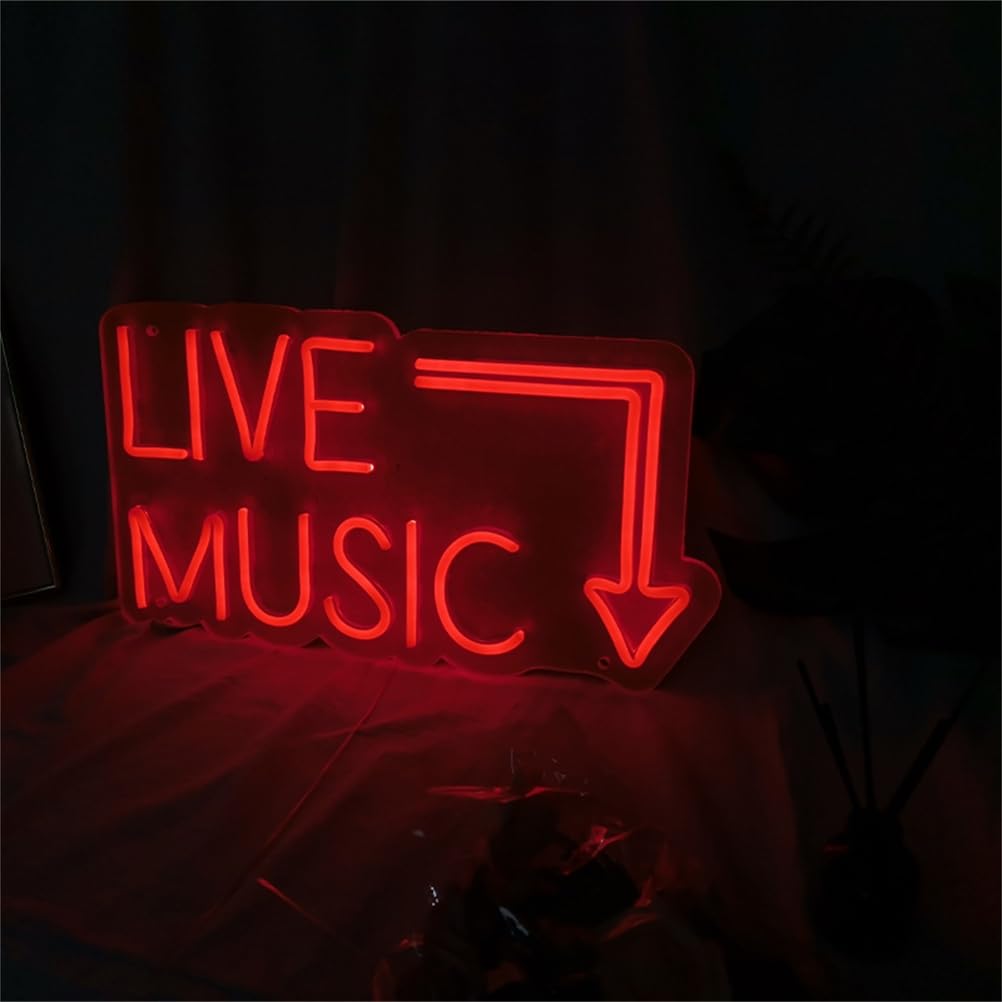 Insegna al Neon di Musica dal Vivo Barra della Musica Segno di Luce al Neon Festa in Musica LED Luce al Neon casa Camera Decorazione murale Negozio Decoro Festival Musicale luci al Neon,D