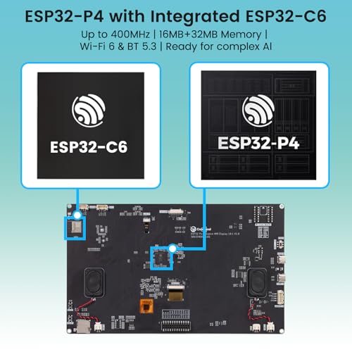 Image of ELECROW ESP32 Display 1024x600, 10.1 Inch HMI ESP32-P4 IPS Touch Screen, Support AI Speech Interaction, ESP32-P4 Dual-Core Processor, Up to 400MHz, Compatible with Arduino, ESP-IDF (Without Camera)