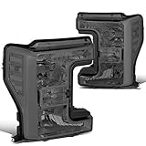 Auto Dynasty Headlights Assembly Compatible with 2017 2018 2019 Ford F250 F350 F450 F550 Super Duty, Driver and Passenger Side Halogen Headlamps Replacement, Smoked Lens Clear Corner