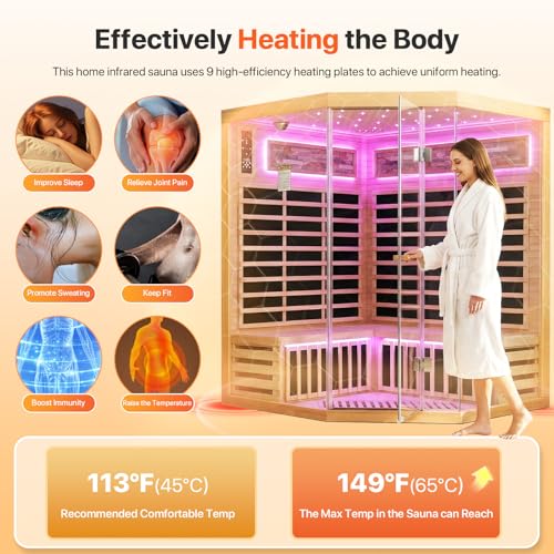 Image of OUTEXER Sauna Corner Saunas for 4-5 Person 240V Indoor Canadian Hemlock