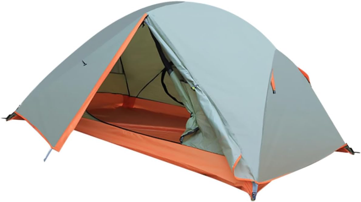 Double Layer Waterproof Outdoor Tent for Camping, Two-Person Rainproof Shelter with Aluminum Poles, Windproof Travel Tent for Hiking and Backpacking