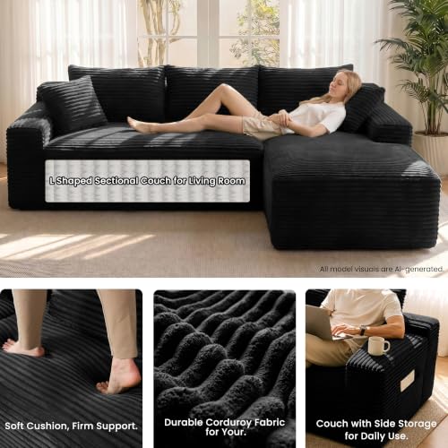 95" Modular Sectional Sofa, Boneless Chaise L-Shaped Couch for Living Room - image 8