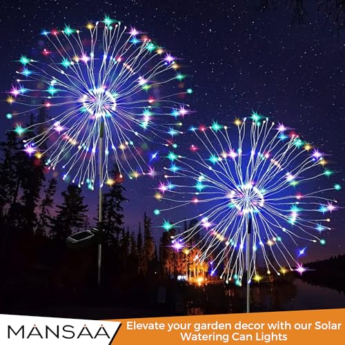 Image of MANSAA M70 Solar Powered Firework Fairy Lights Dazzling 120 Multicolor LED Lights Waterproof Wonder Solar-Powered Efficiency Dusk to Dawn Auto On /Off Perfect for Patio Paths & Lawns Easy Installation