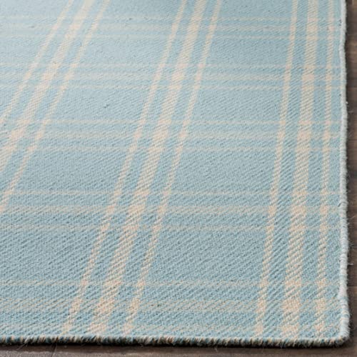 Safavieh Kilim Collection 2'6" X 4' Light Blue / Yellow Klm420A Handmade Plaid Flatweave Wool Accent Rug #TOP4