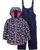 OshKosh B'Gosh Girls' Ski Jacket and Snowbib Snowsuit Outfit Set (12 Months, Floral Purple Flower)