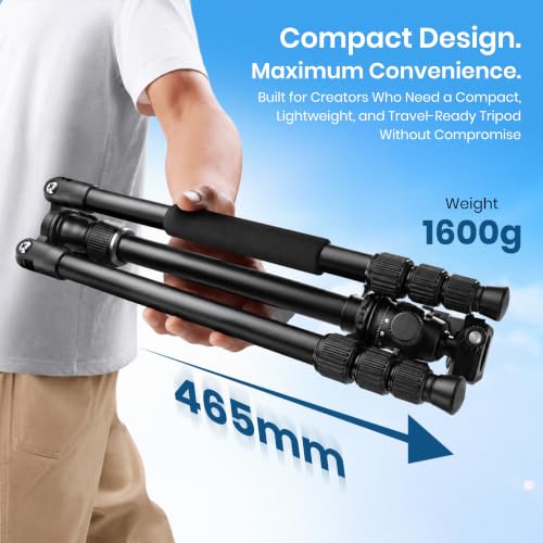 Image of Simpex 450 (64 inch) All-in-One Professional Tripod | Convertible Monopod | Lightweight Aluminium Body | 3-Section Legs | 10kg Load Capacity | Camera & Video Shooting Stand(Black)