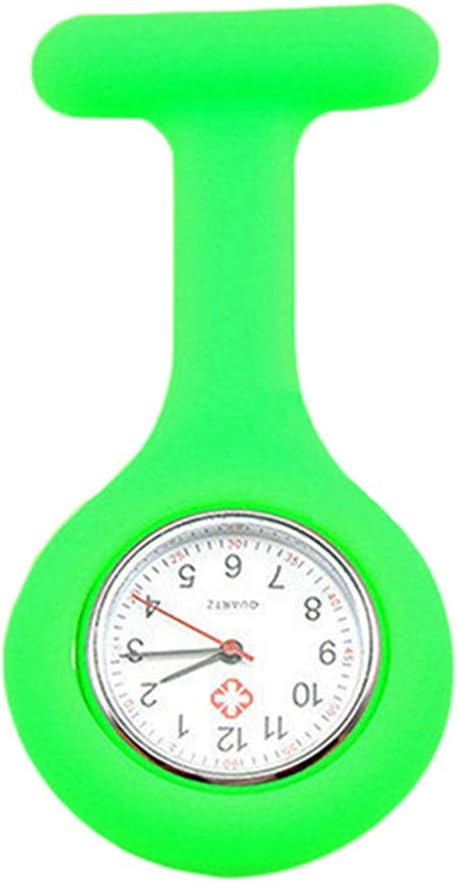 TopDeals4You Green Silicone Nurse Clip-on Fob Brooch Pocket Watch Medical Tunic Lapel Watch Quartz Hanging Pocket Watch for Hospital Doctors Nursing Timepiece by SamGreatWorld