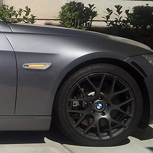 Gempro 2-Pack Amber Led Side Marker Turn Signal Lights Chrome Blinker Lamp For Bmw E90 E91 E92 E93 E46 E53 E60 E61 X3 E83 X1 E84 E81 E82 E87 E88 #TOP3