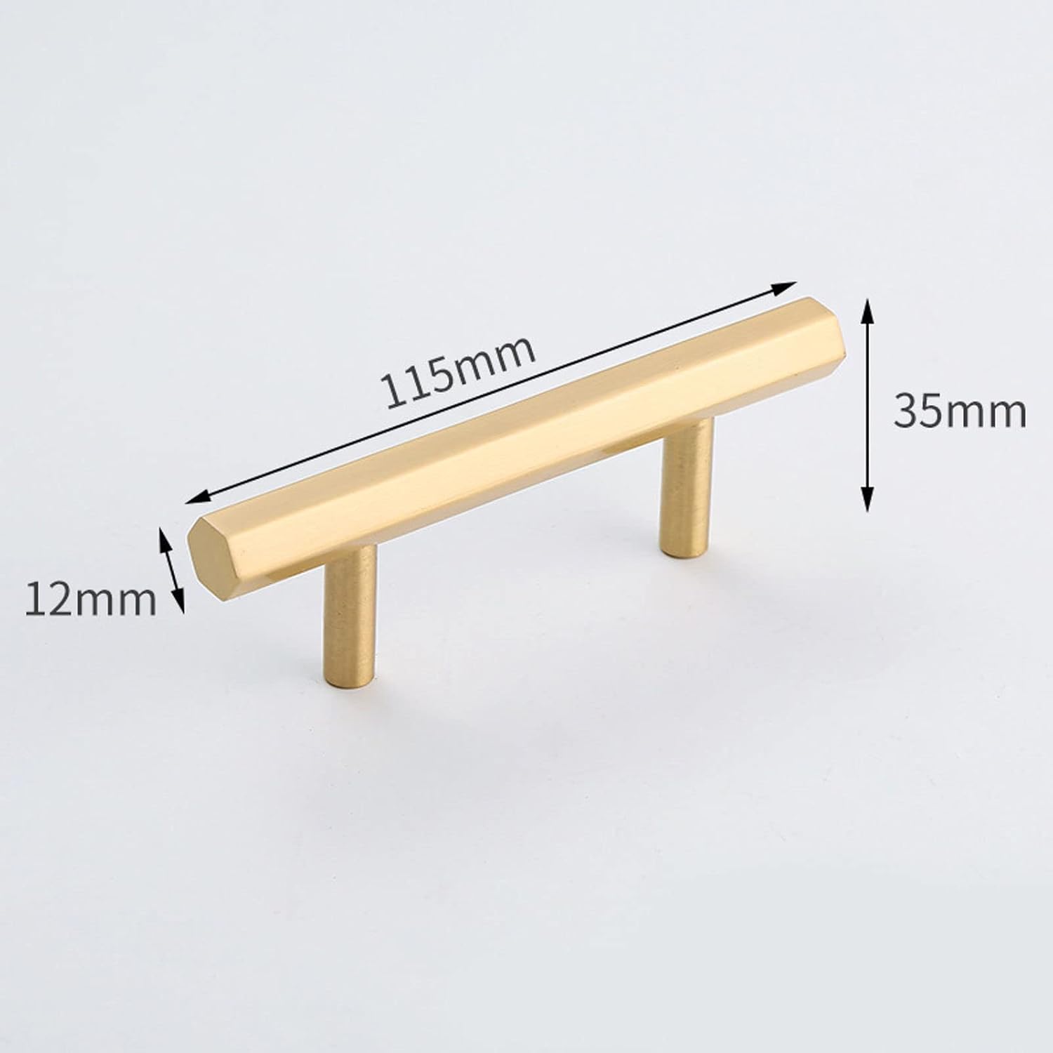 Golden Pure Copper Furniture Handle Solid Invisible Drawer Handle Brass Cabinet Door Handle-Hexagon D-130mm-Golden (Color : Golden(Copper Primary Color), Size : Hexagon B-65mm)