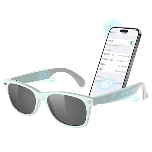 Smart Bluetooth Sunglasses, XO Smart Bluetooth Audio Glasses for Women Men,Athletic/Outdoor UV Protection Riding, Driving,Fishing, Running (Mint Green)